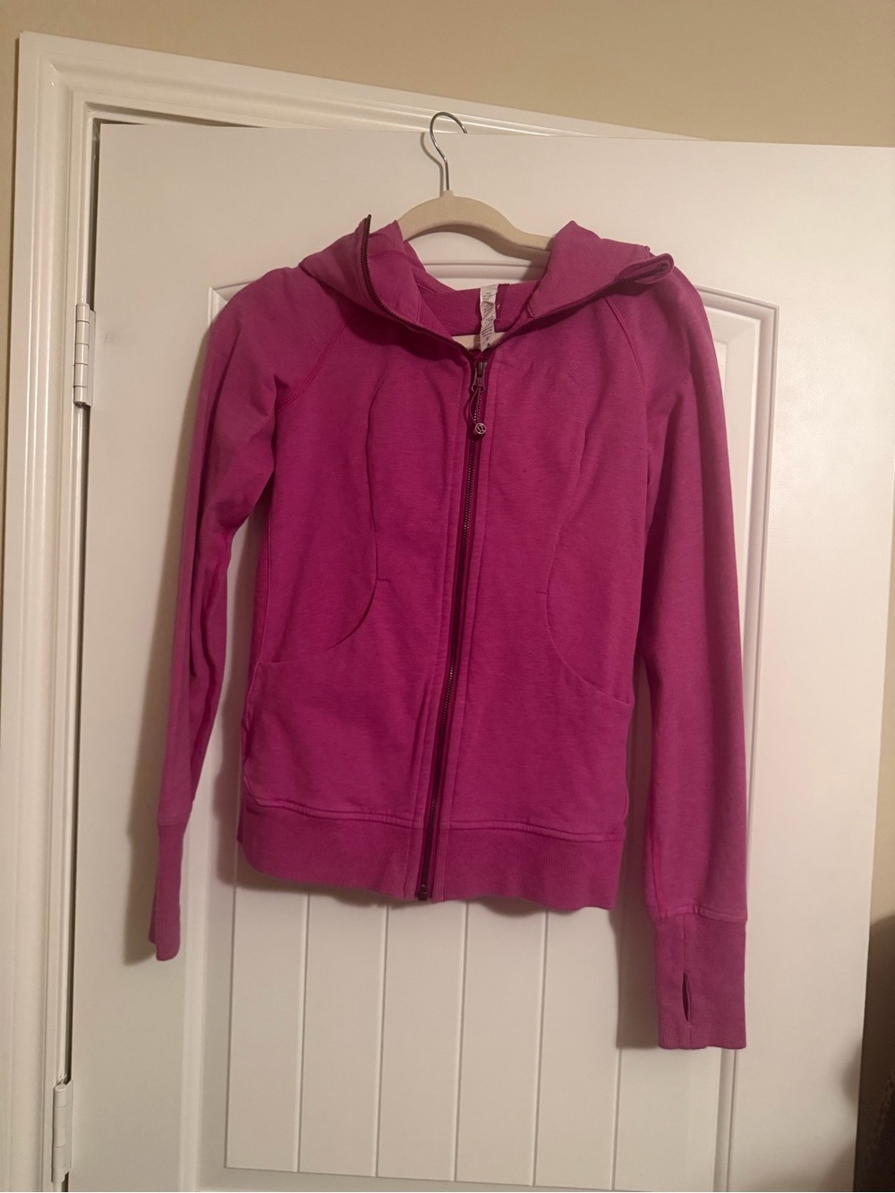 Lululemon Scuba Hoodie II Size 4 Heathered Berry Pink Full Zip Thumbholes